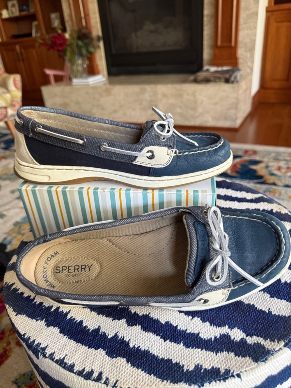 Sperry Navy and White Two-Tone Boat Shoes